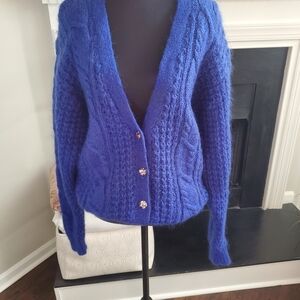 Women's Blue Cable Knit Sweater